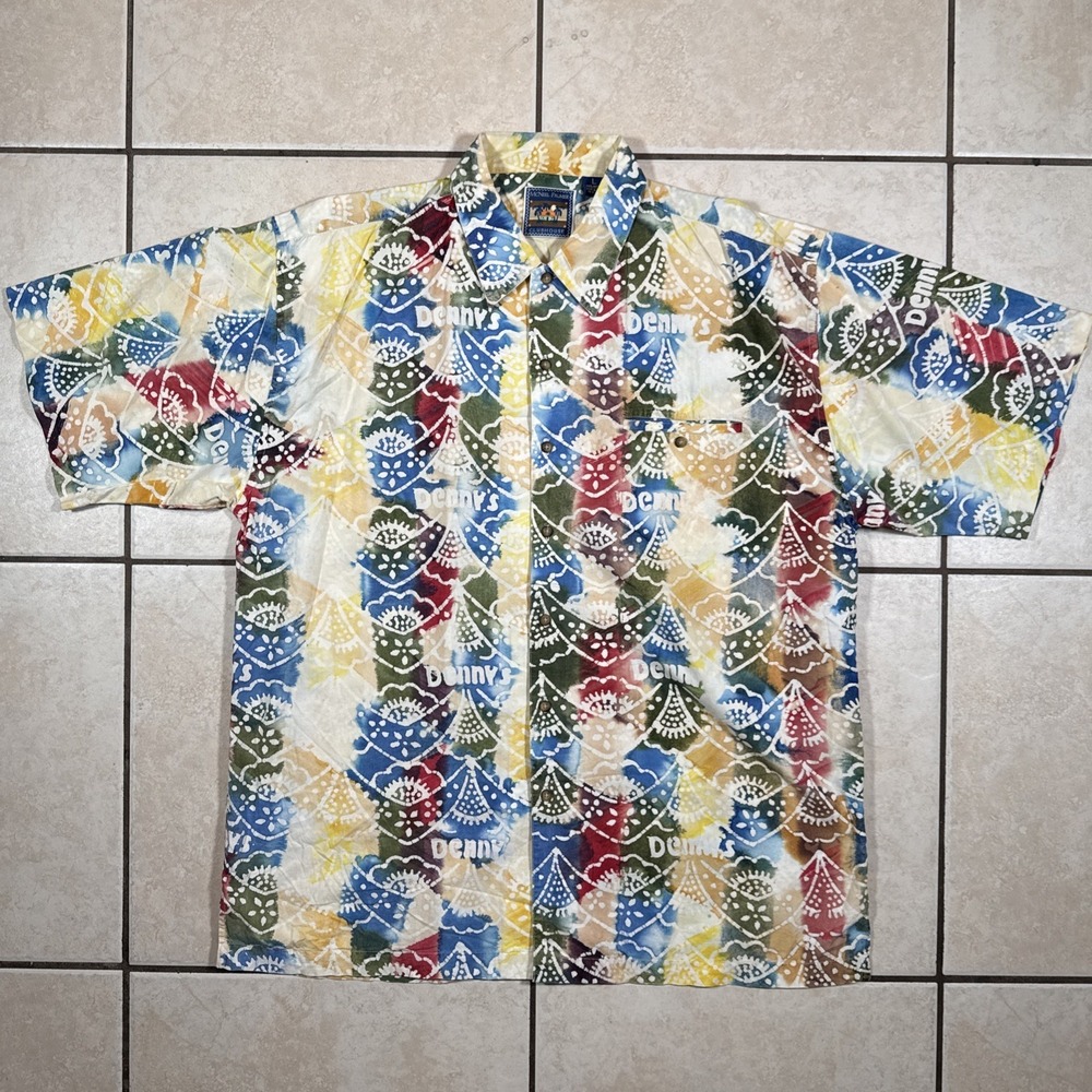 Dennys Restaurant Hawaiian Vintage McNeel Palmer Clubhouse Camp Shirt Large